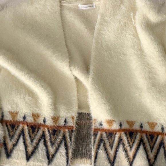 Anthropologie Cream Aztec Open Cardigan/Kimono/Jacket Size Large - Picture 7 of 16